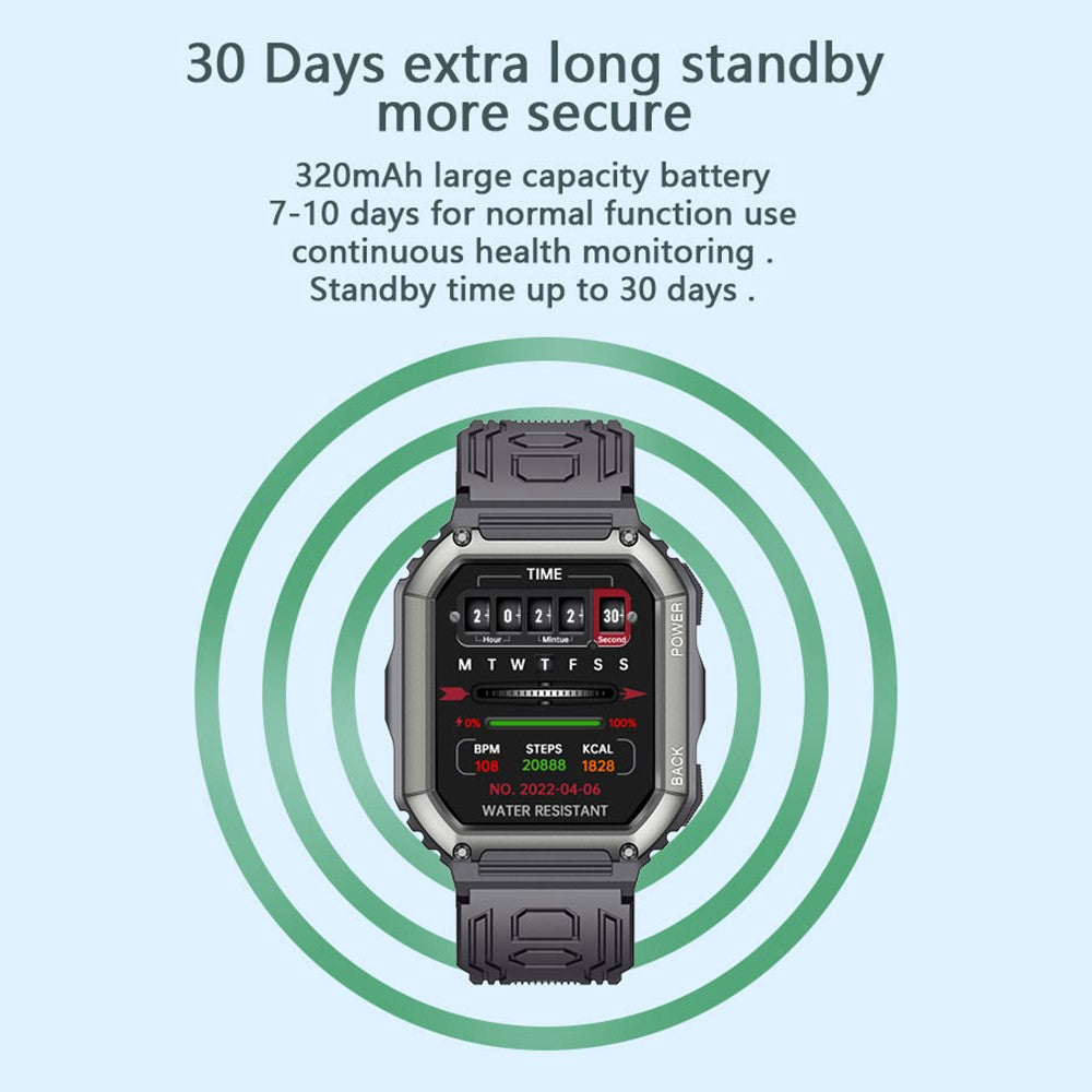 K6 1.8 inch IPS Smart Watch Bluetooth-compatible Calling IP67 Waterproof Sports Bracelet Health Watch with Blood Pressure / Oxygen / Heart Rate / Sleep Monitoring