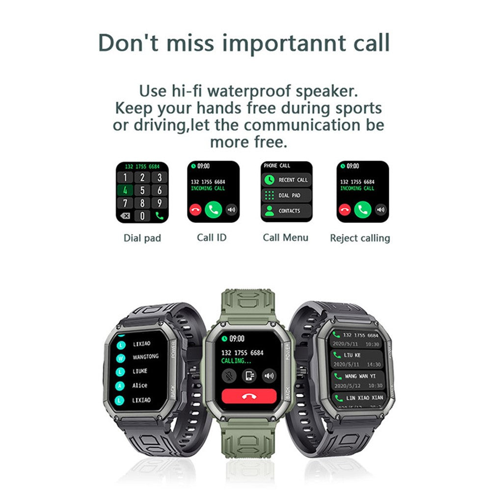 K6 1.8 inch IPS Smart Watch Bluetooth-compatible Calling IP67 Waterproof Sports Bracelet Health Watch with Blood Pressure / Oxygen / Heart Rate / Sleep Monitoring