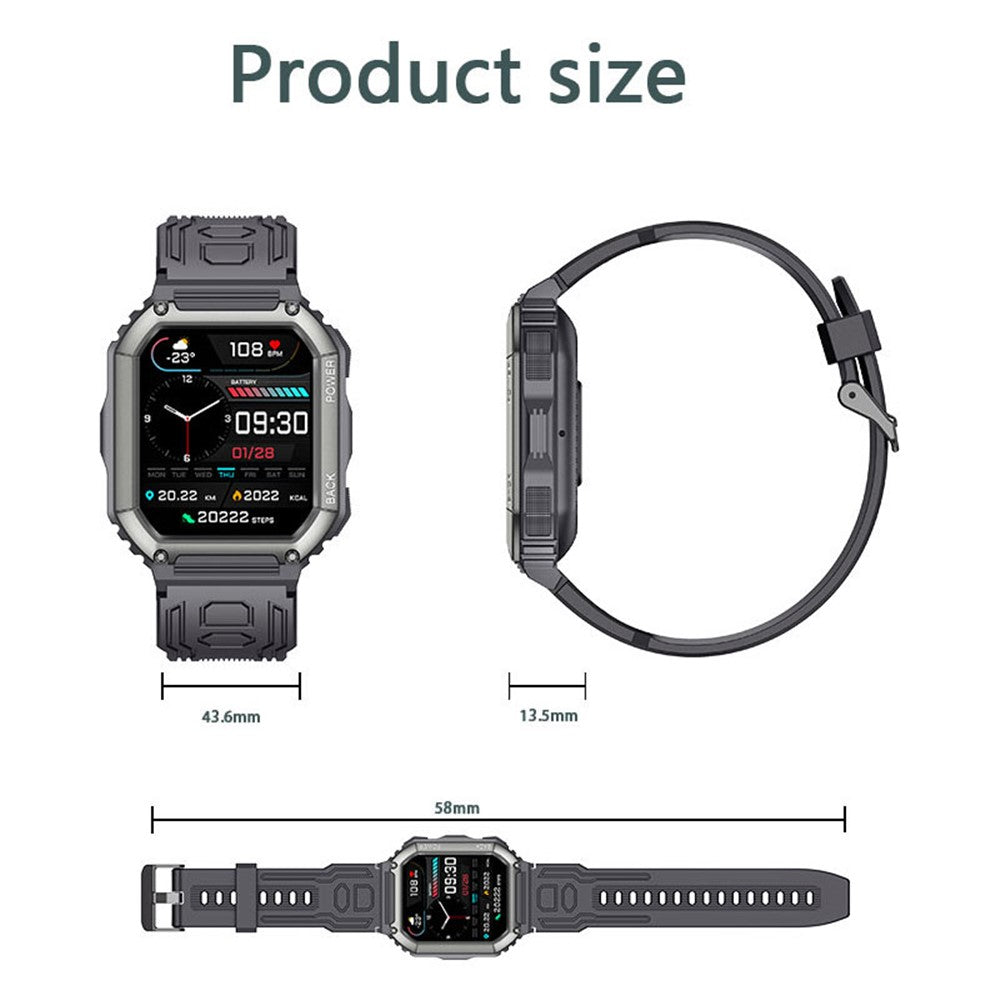 K6 1.8 inch IPS Smart Watch Bluetooth-compatible Calling IP67 Waterproof Sports Bracelet Health Watch with Blood Pressure / Oxygen / Heart Rate / Sleep Monitoring