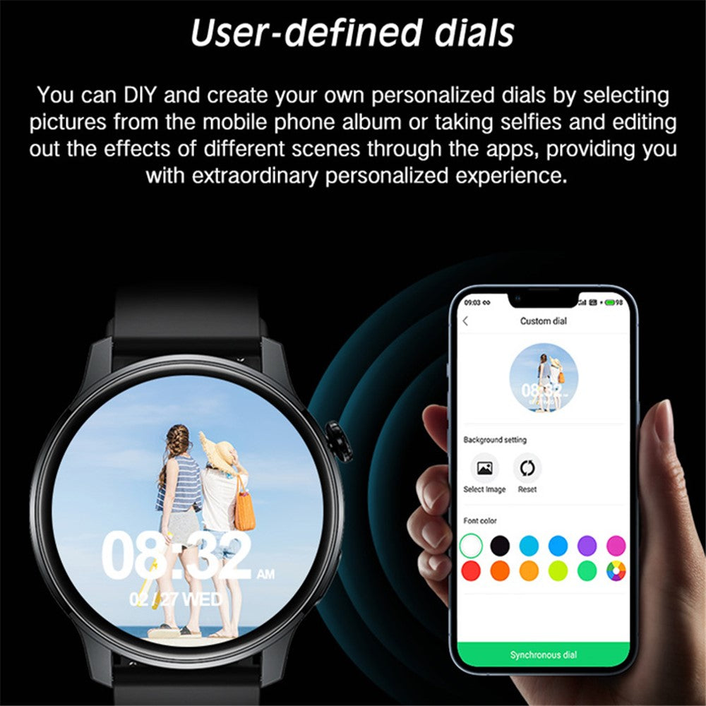 S46 1.28-inch TFT Round Screen Smart Watch Bluetooth-compatible Call Full Touch Music Bracelet Multi-Sport Mode Fitness Watch for Men and Women