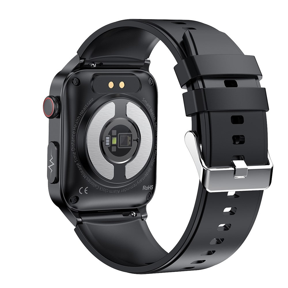 E500 ECG+PPG Body Temperature Blood Oxygen Monitor 1.83-inch Touch Screen Smart Watch, Silicone Strap