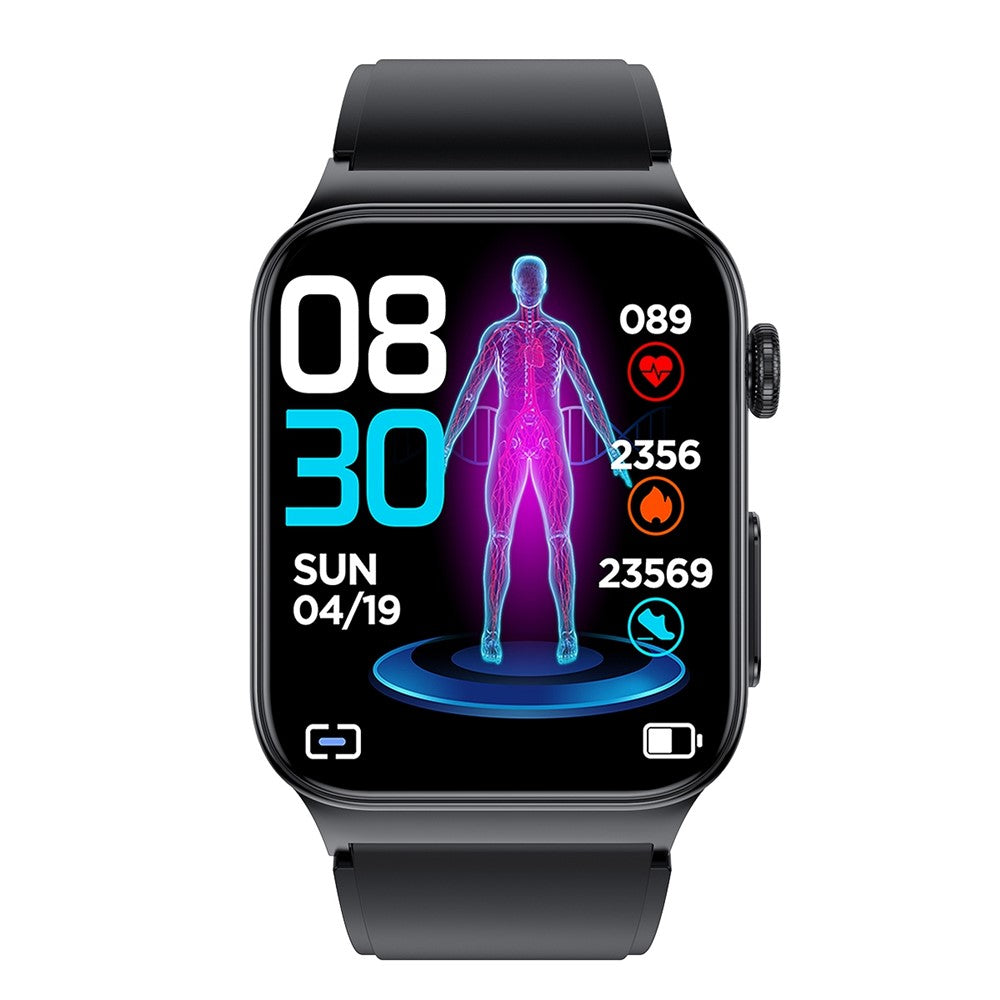 E500 ECG+PPG Body Temperature Blood Oxygen Monitor 1.83-inch Touch Screen Smart Watch, Silicone Strap