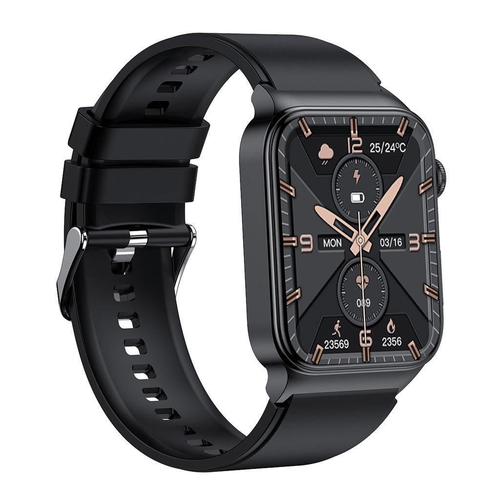 E500 ECG+PPG Body Temperature Blood Oxygen Monitor 1.83-inch Touch Screen Smart Watch, Silicone Strap