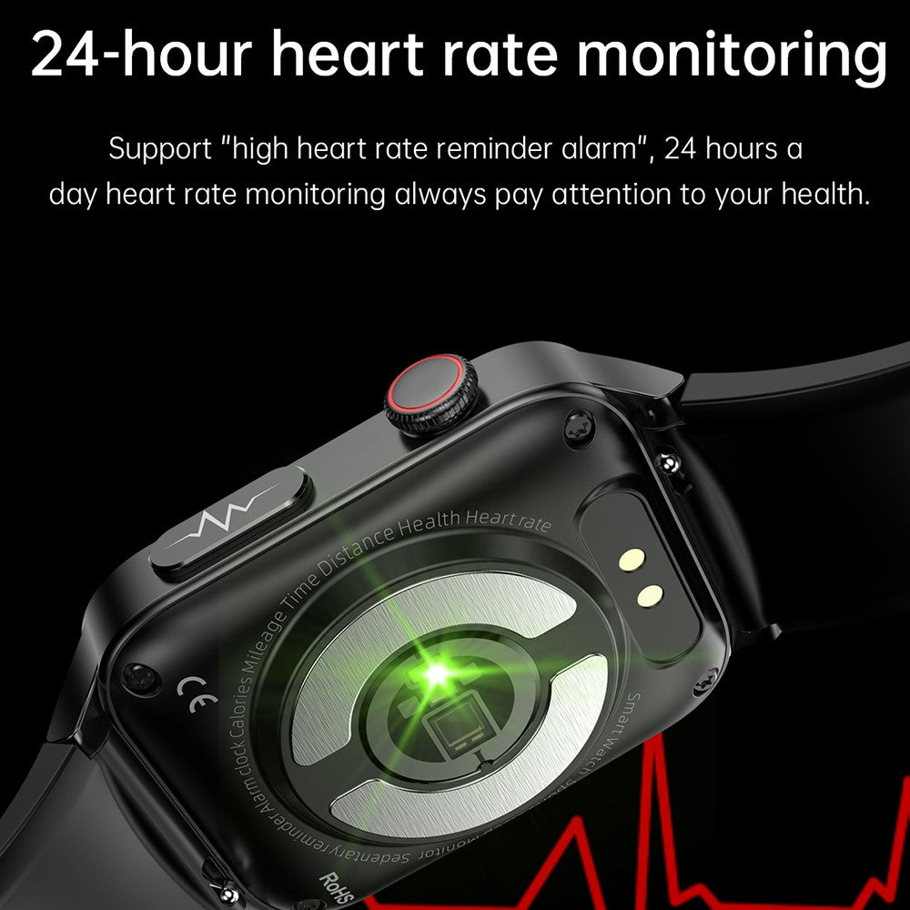E500 ECG+PPG Body Temperature Blood Oxygen Monitor 1.83-inch Touch Screen Smart Watch, Silicone Strap