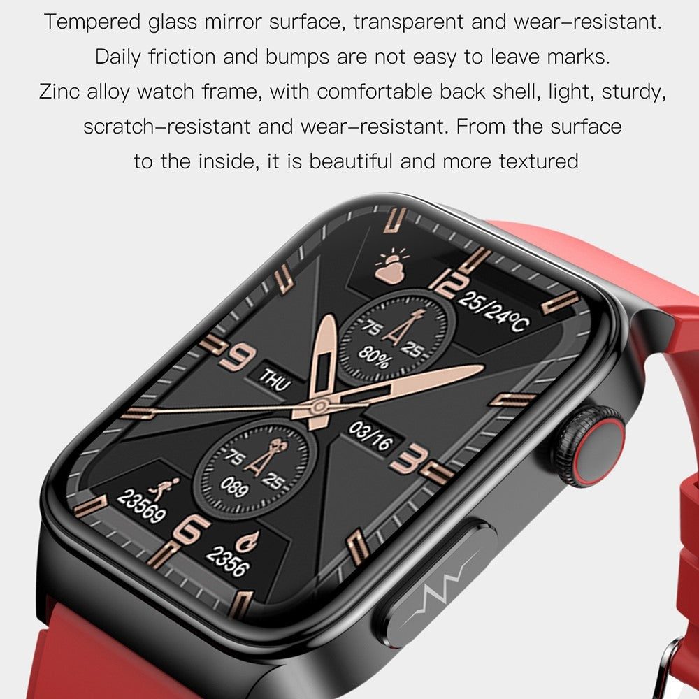 E500 ECG+PPG Body Temperature Blood Oxygen Monitor 1.83-inch Touch Screen Smart Watch, Silicone Strap