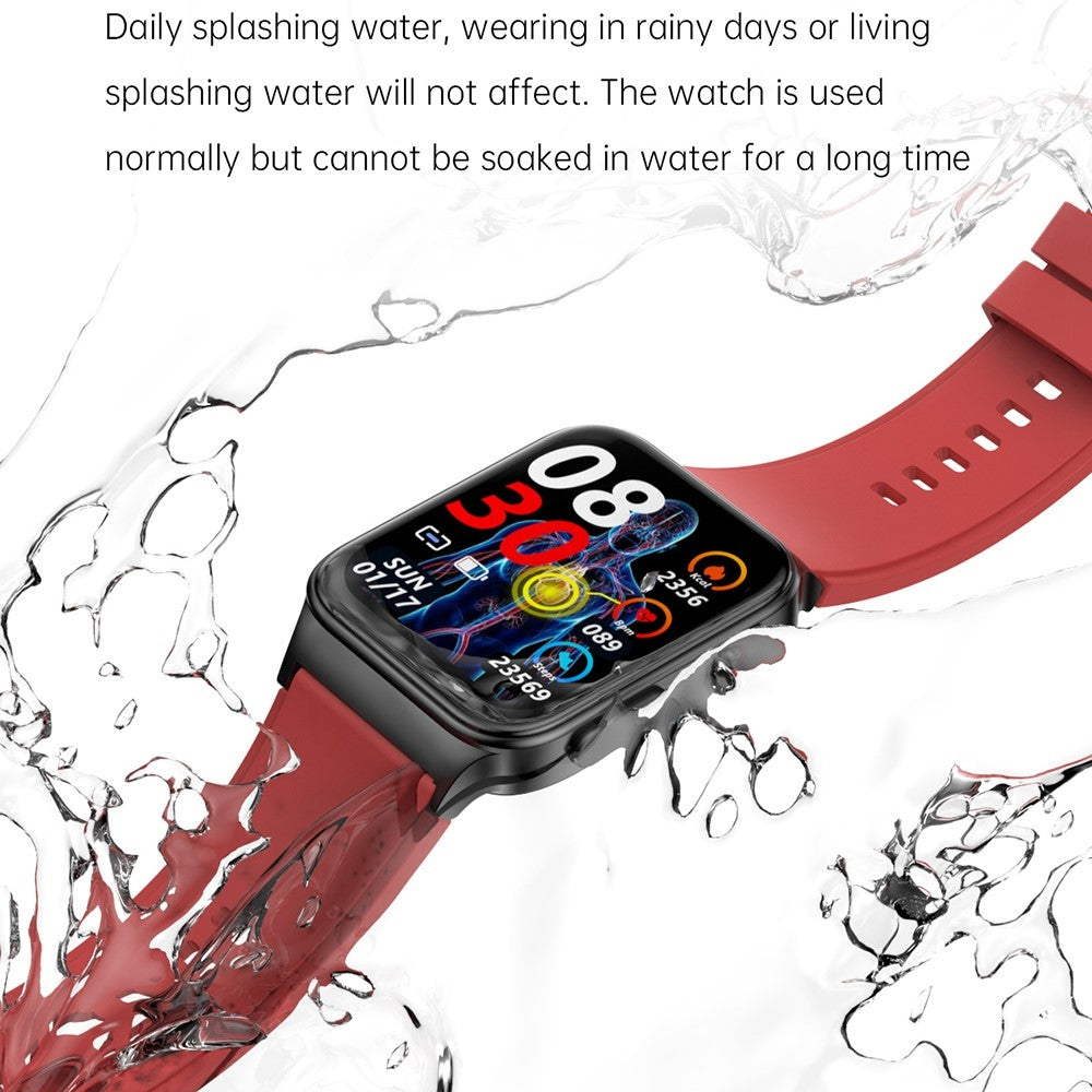 E500 ECG+PPG Body Temperature Blood Oxygen Monitor 1.83-inch Touch Screen Smart Watch, Silicone Strap