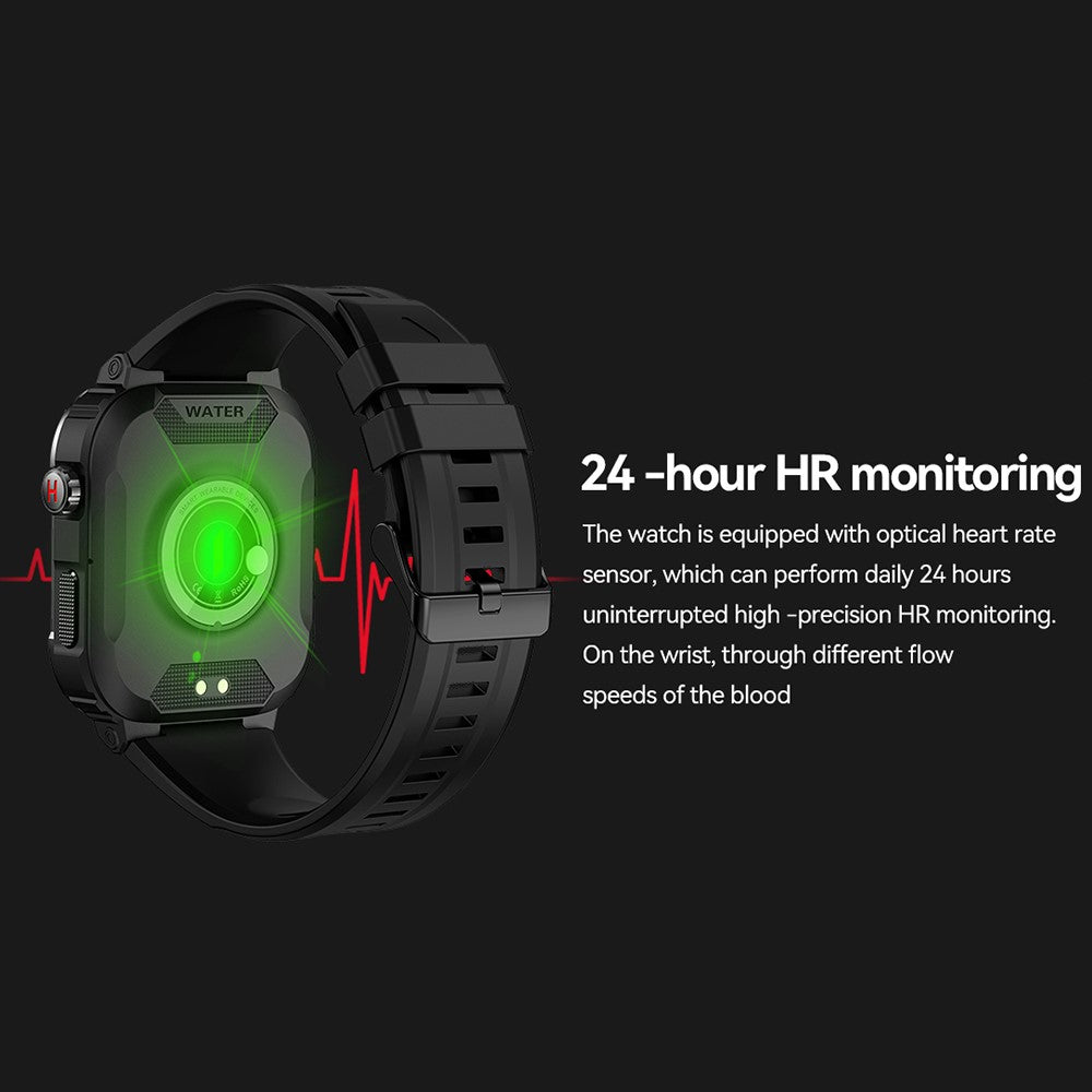MK66 Smart Sports Bracelet 1.85" IPS Screen Smart Watch IP68 Waterproof Fitness Watch with Heart Rate Monitoring, Weather Forecast