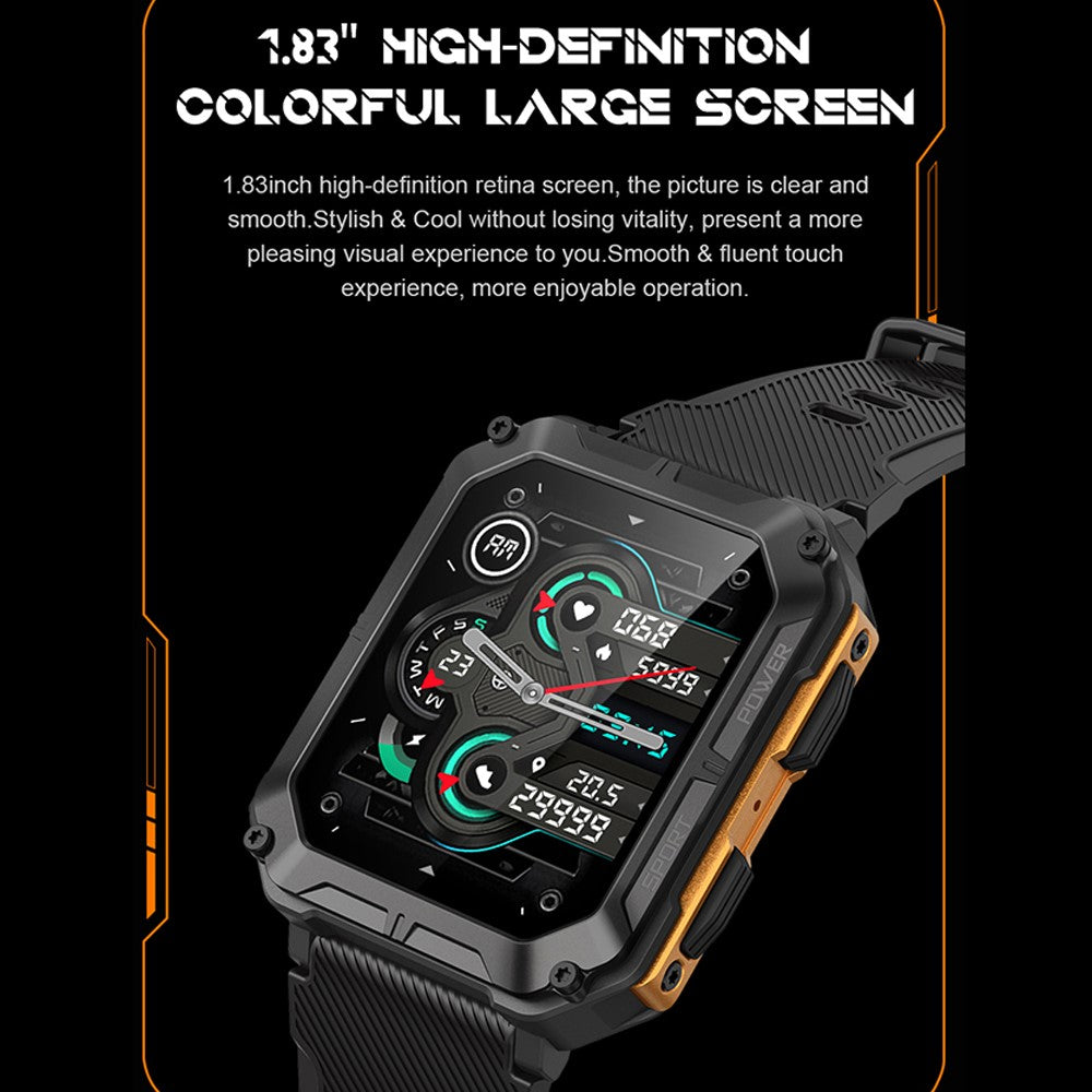 C20 Pro Outdoor Sports Watch 1.83 inch HD Smart Bracelet Support Bluetooth-compatible Call Music Playback