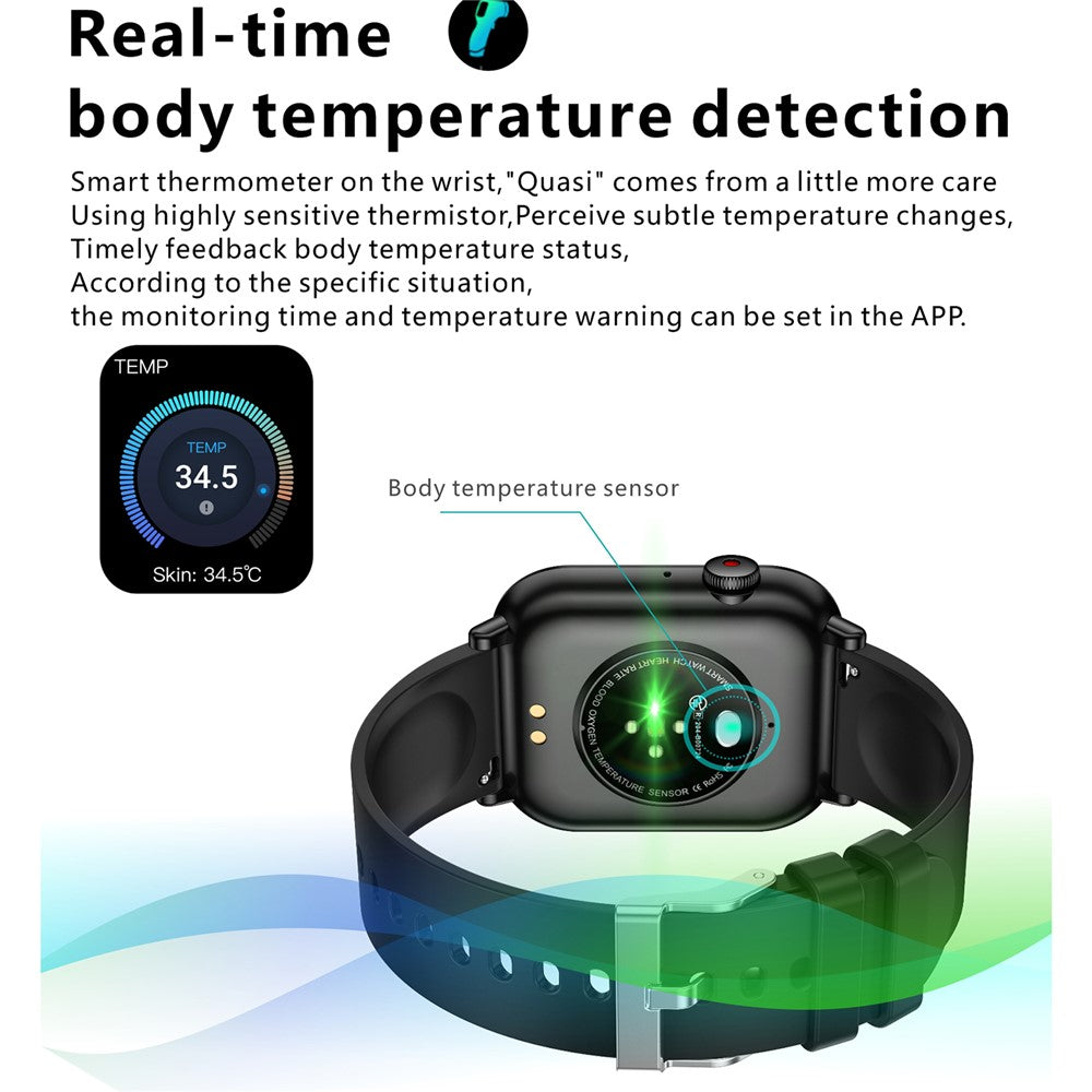 M2 1.96 inch HD Screen Smart Watch Bluetooth-compatible Call Sports Bracelet with Temperature Heart Rate Monitoring
