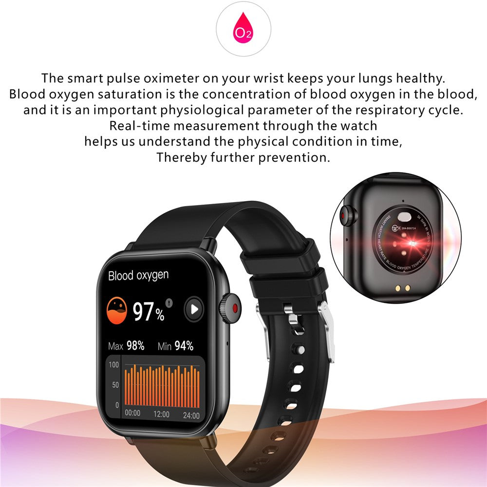 M2 1.96 inch HD Screen Smart Watch Bluetooth-compatible Call Sports Bracelet with Temperature Heart Rate Monitoring
