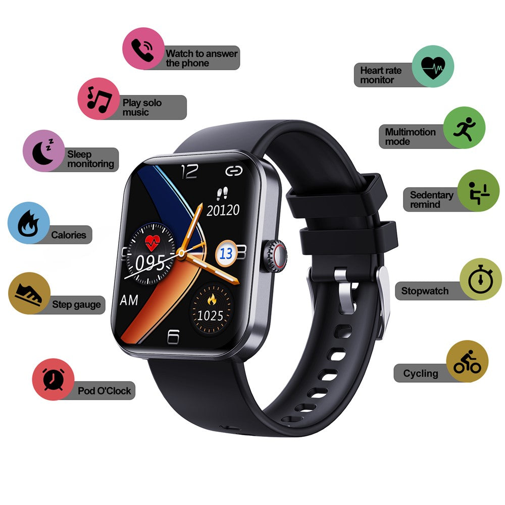 F57L 1.91" Smart Watch Sports Bracelet with Blood Glucose, Heart Rate, Blood Oxygen, Temperature Detection