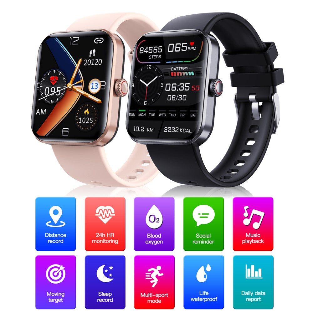 F57L 1.91" Smart Watch Sports Bracelet with Blood Glucose, Heart Rate, Blood Oxygen, Temperature Detection