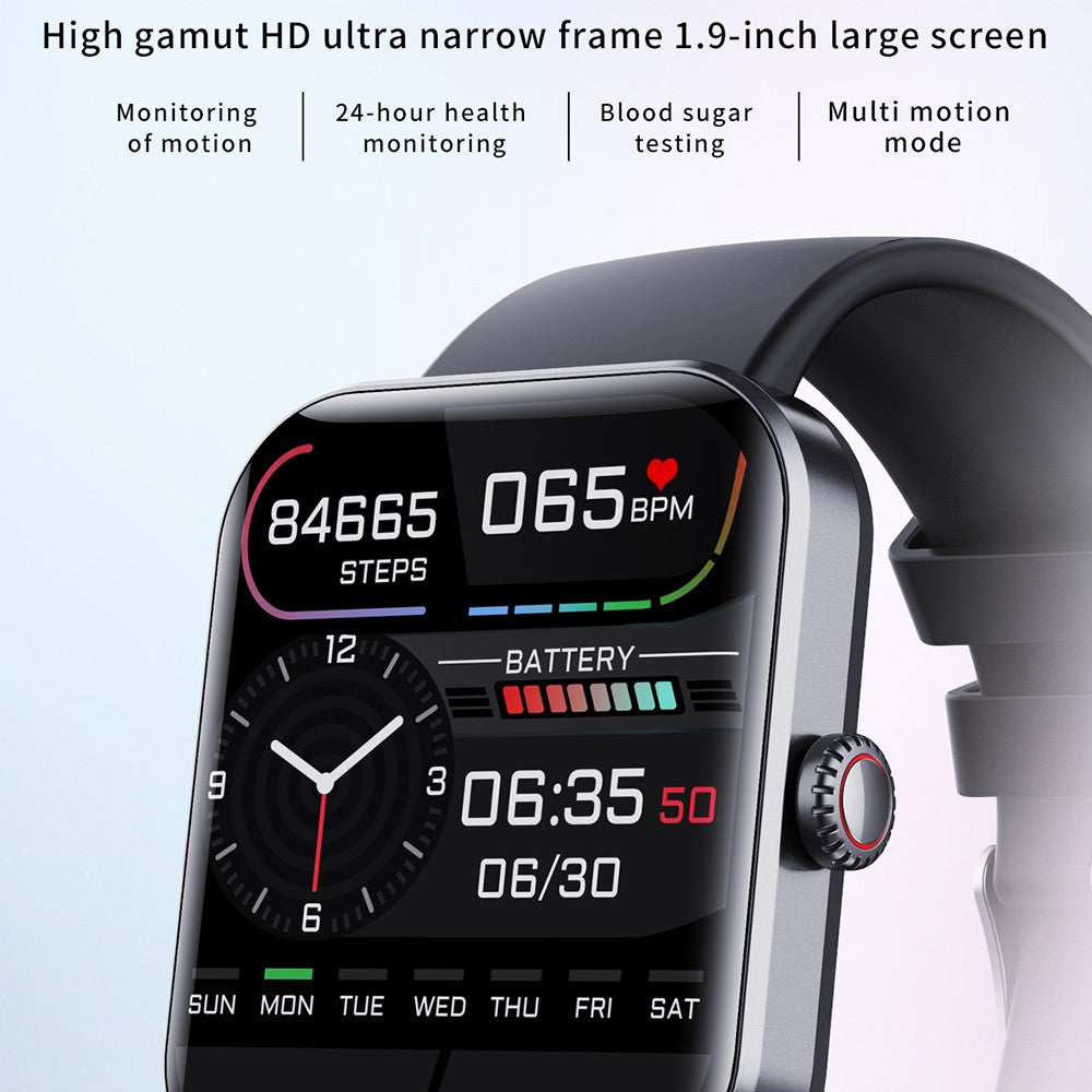 F57L 1.91" Smart Watch Sports Bracelet with Blood Glucose, Heart Rate, Blood Oxygen, Temperature Detection