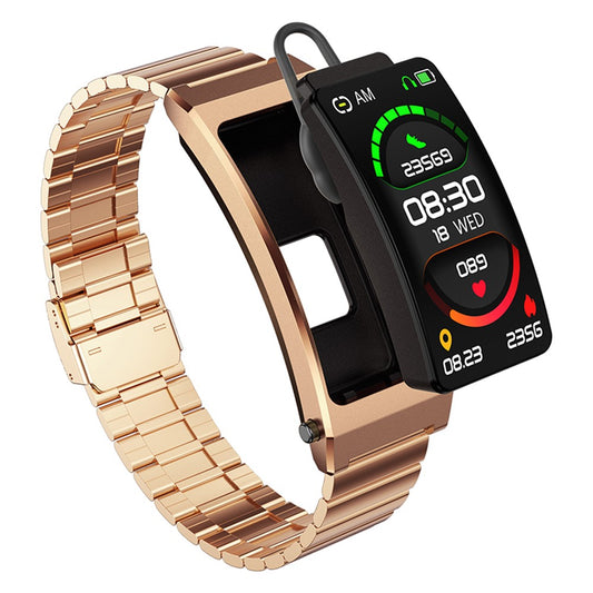 K13S 1.14 inch 2-in-1 Headset Smart Watch Life Waterproof Bluetooth-compatible Calling Sports Bracelet with Steel Strap