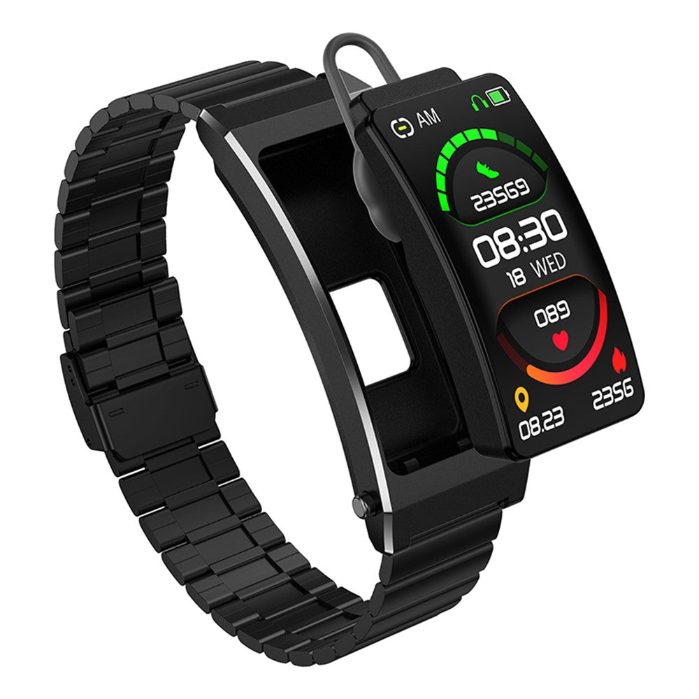 K13S 1.14 inch 2-in-1 Headset Smart Watch Life Waterproof Bluetooth-compatible Calling Sports Bracelet with Steel Strap