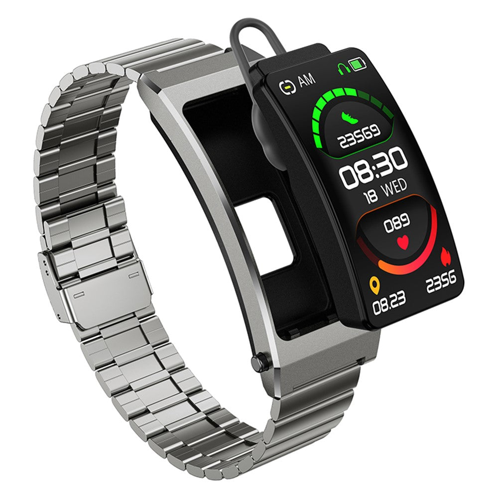 K13S 1.14 inch 2-in-1 Headset Smart Watch Life Waterproof Bluetooth-compatible Calling Sports Bracelet with Steel Strap