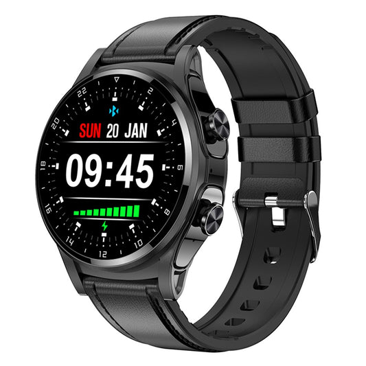 GT66 2-in-1 Leather Strap Smart Watch with TWS Bluetooth-compatible Headset Fitness Tracker Earbuds Combo
