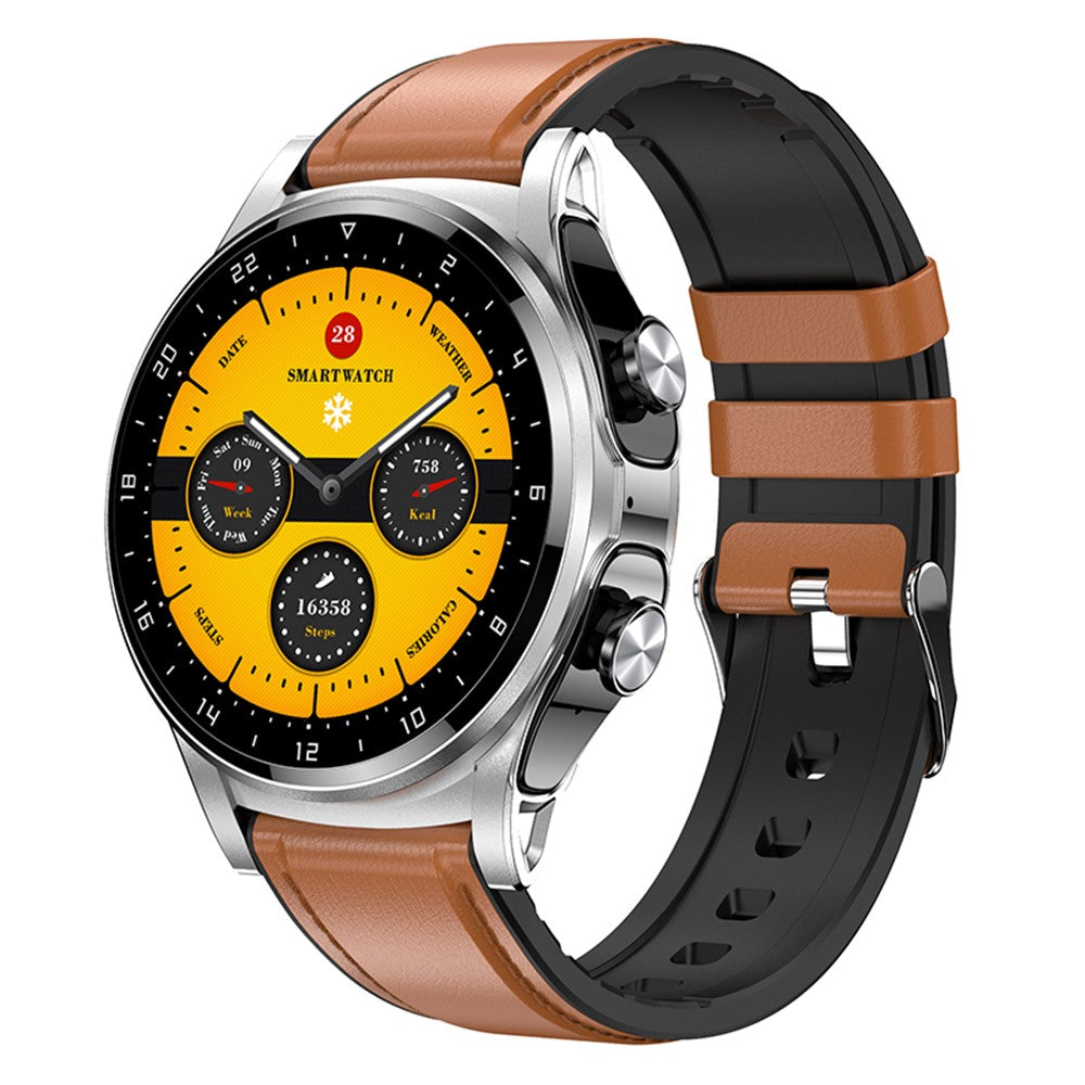 GT66 2-in-1 Leather Strap Smart Watch with TWS Bluetooth-compatible Headset Fitness Tracker Earbuds Combo