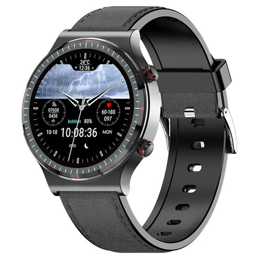 G08 Leather Strap ECG Blood Pressure / Oxygen Monitoring Smart Watch Body Temperature Test Bluetooth-compatible Sports Smart Bracelet