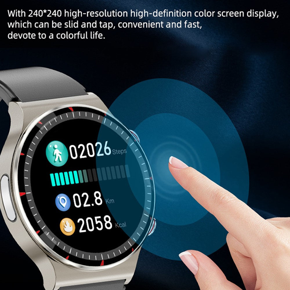 G08 Leather Strap ECG Blood Pressure / Oxygen Monitoring Smart Watch Body Temperature Test Bluetooth-compatible Sports Smart Bracelet