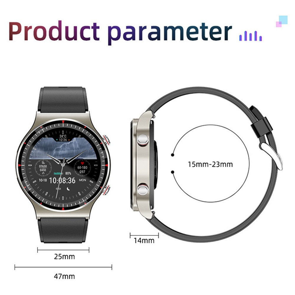 G08 Leather Strap ECG Blood Pressure / Oxygen Monitoring Smart Watch Body Temperature Test Bluetooth-compatible Sports Smart Bracelet