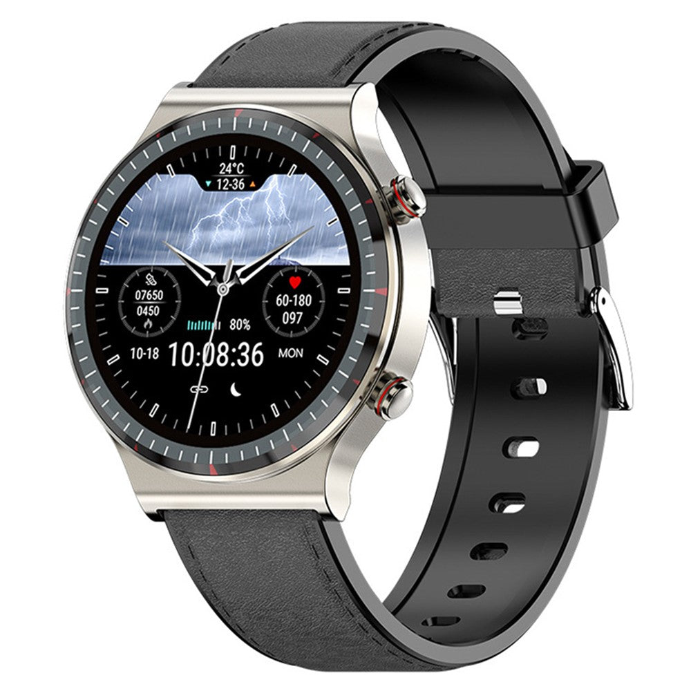 G08 Leather Strap ECG Blood Pressure / Oxygen Monitoring Smart Watch Body Temperature Test Bluetooth-compatible Sports Smart Bracelet