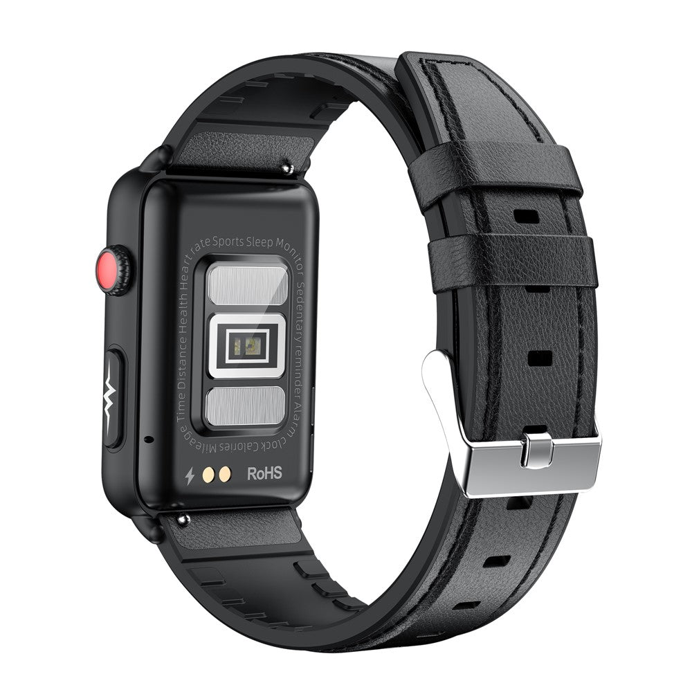 ET620 1.57 inch Smart Watch Bluetooth-compatible Call IP67 Waterproof Electric Bracelet with ECG Temperature Heart Rate Monitoring, Leather Strap