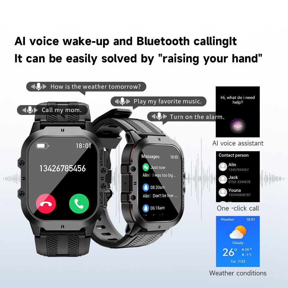 C26 1.96-Inch AMOLED Screen Bluetooth-compatible Phone Call Watch Health Monitor Multiple Sports Modes Smart Bracelet
