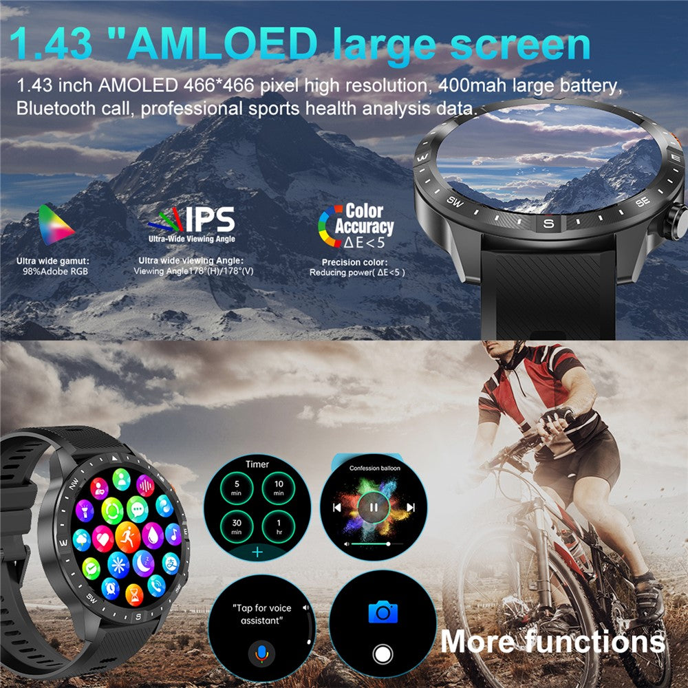 AK57 Health Monitor Bluetooth-compatible Call Smart Watch Waterproof Sports Bracelet, Silicone Strap