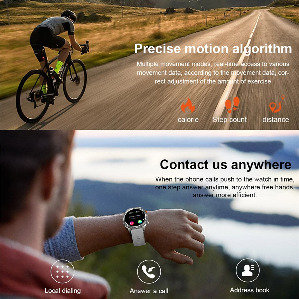 AK57 Health Monitor Bluetooth-compatible Call Smart Watch Waterproof Sports Bracelet, Silicone Strap