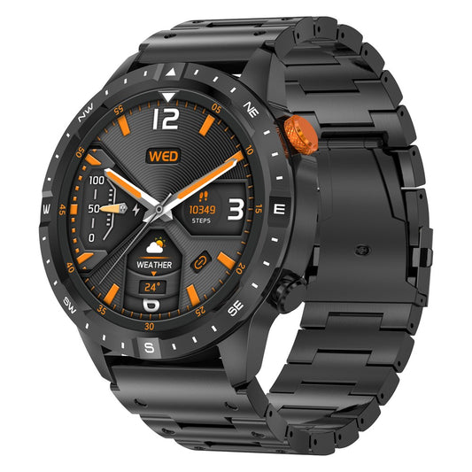 AK57 Waterproof Fitness Bracelet Health Monitor Bluetooth-compatible Call Smart Watch, Steel Strap