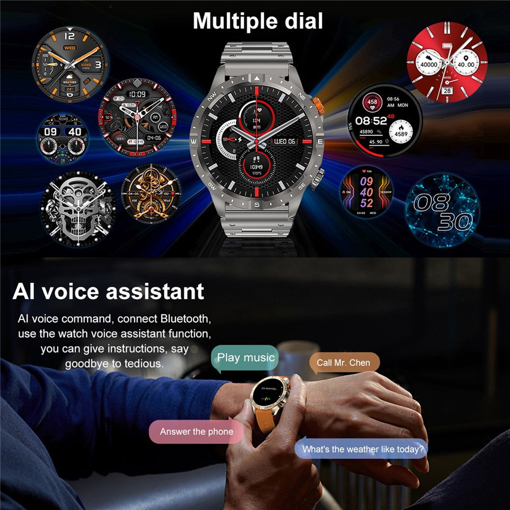 AK57 Waterproof Fitness Bracelet Health Monitor Bluetooth-compatible Call Smart Watch, Steel Strap