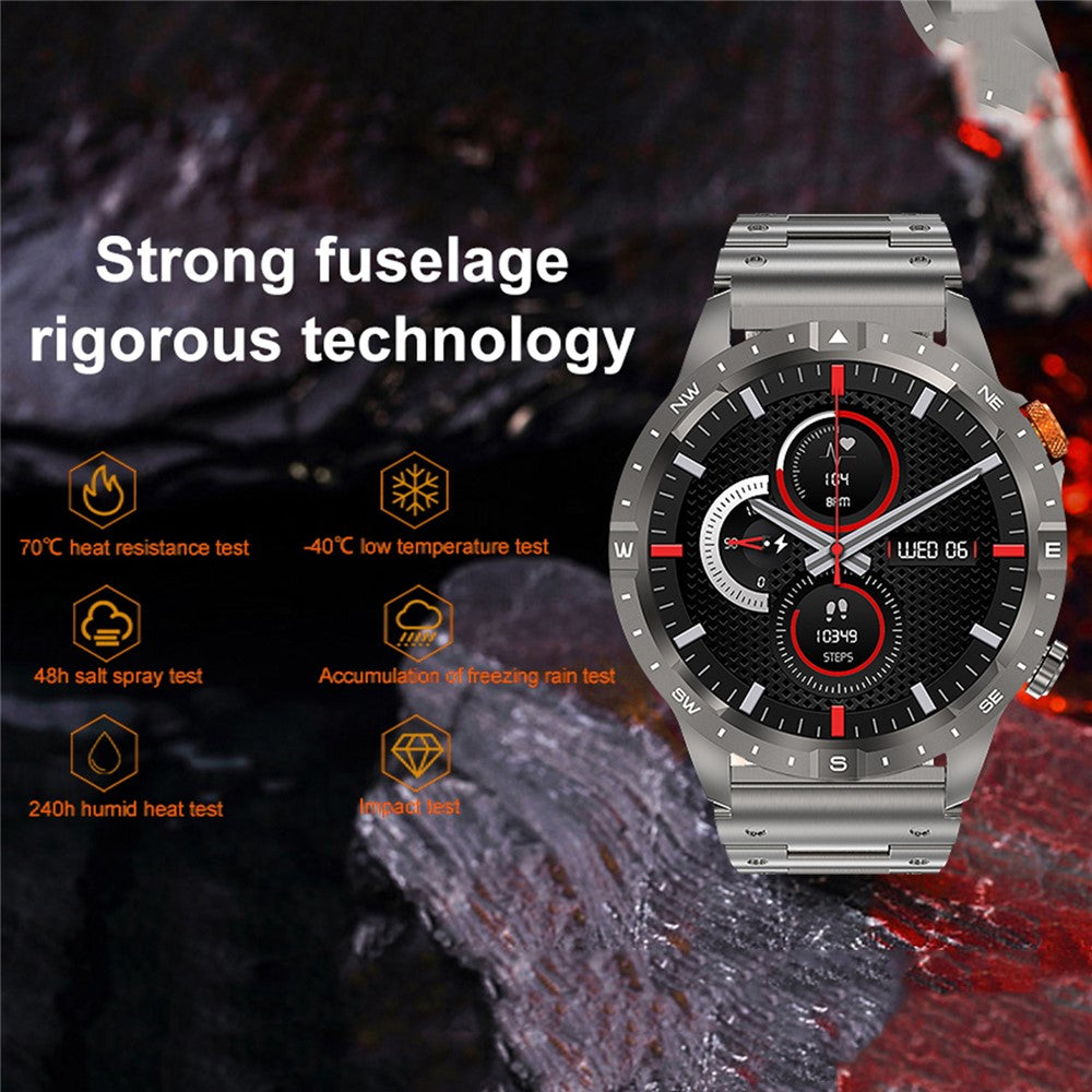 AK57 Waterproof Fitness Bracelet Health Monitor Bluetooth-compatible Call Smart Watch, Steel Strap