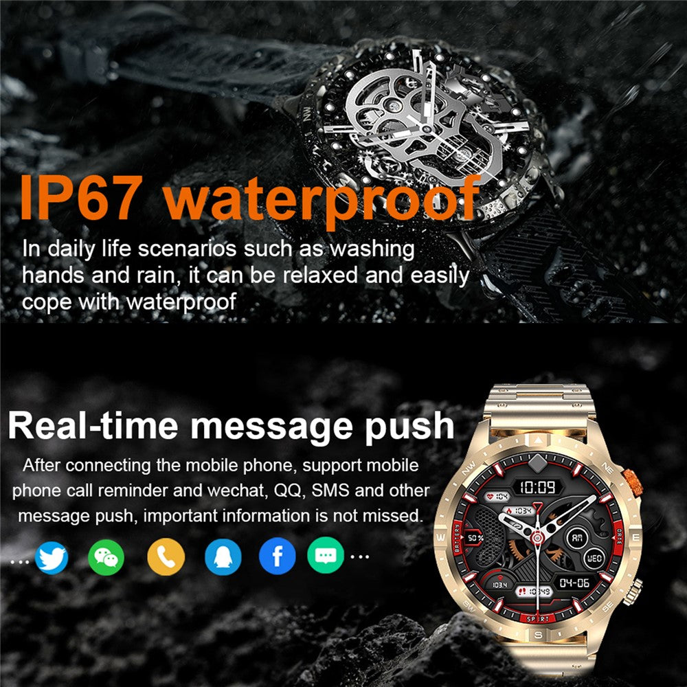 AK57 Waterproof Fitness Bracelet Health Monitor Bluetooth-compatible Call Smart Watch, Steel Strap