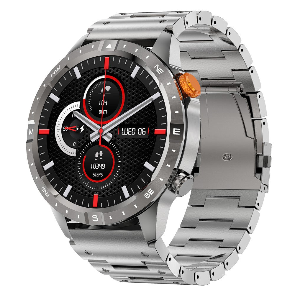 AK57 Waterproof Fitness Bracelet Health Monitor Bluetooth-compatible Call Smart Watch, Steel Strap