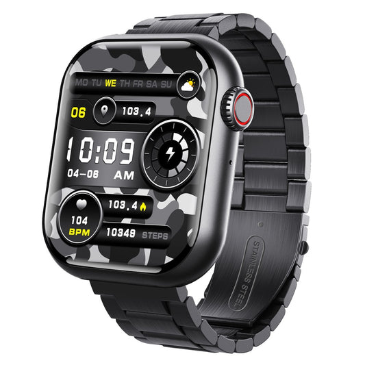 F108 IP67 Waterproof Bluetooth-compatible Call Sports Bracelet Heart Rate Monitor Smart Watch, Three Beads Strap