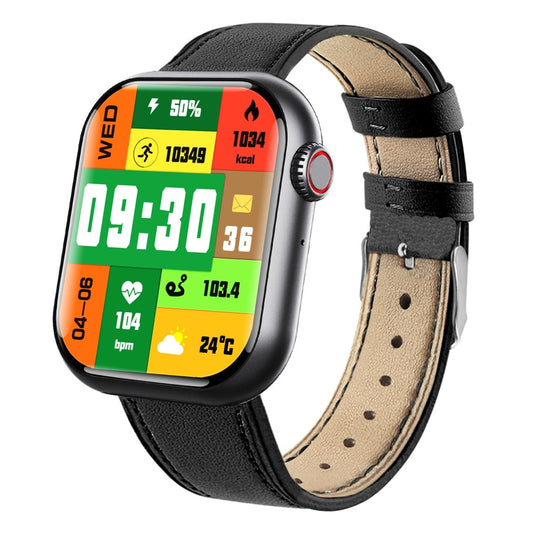 F108 Multiple Sport Modes Bracelet Bluetooth-compatible Call Heart Rate Monitor Smart Watch, Leather Strap