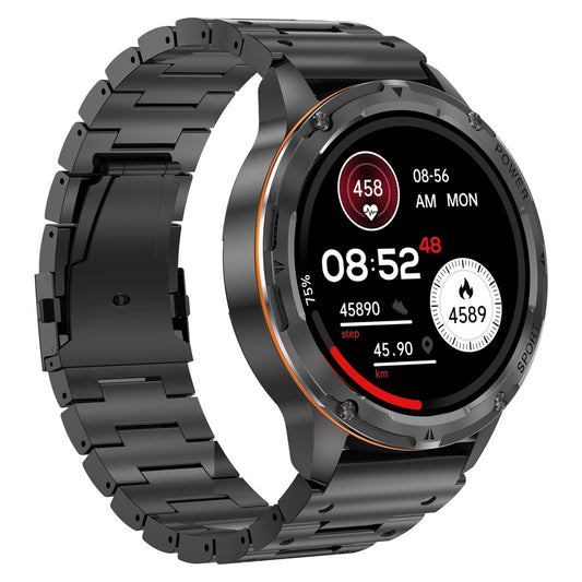 AK59 1.43-inch AMOLED Screen Sports Wristband Heart Rate Blood Oxygen Monitor Smart Watch, Steel Strap