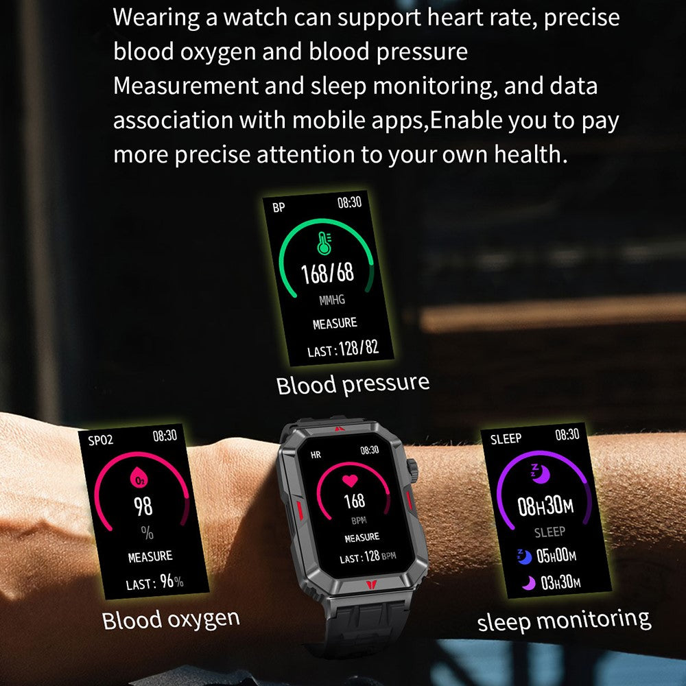 CF26 1.57-inch Touch Screen Smart Watch Health Monitor Fitness Wristband, Silicone Strap
