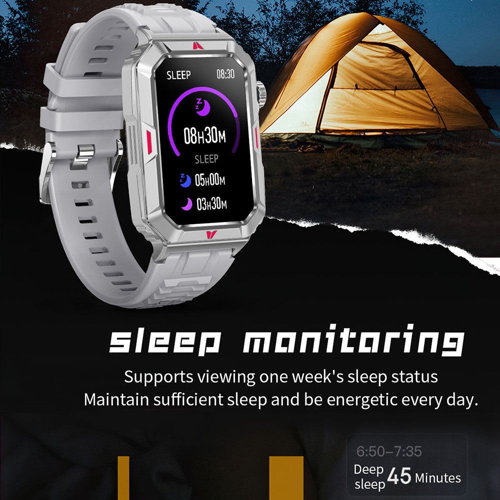 CF26 Smart Watch Health Monitor Fitness Bracelet Support Bluetooth-compatible Call, Camouflage Silicone Strap