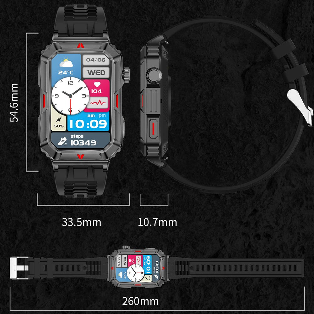 CF26 Smart Watch Health Monitor Fitness Bracelet Support Bluetooth-compatible Call, Camouflage Silicone Strap