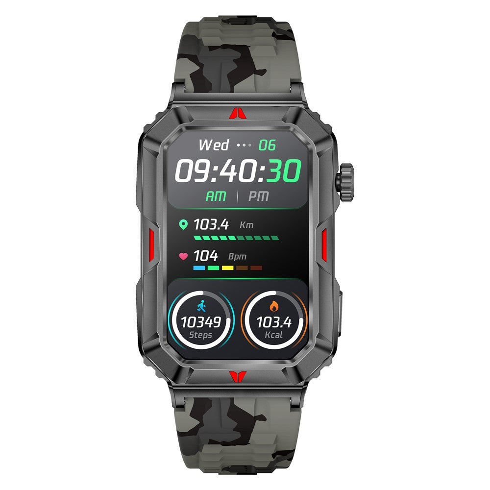 CF26 Smart Watch Health Monitor Fitness Bracelet Support Bluetooth-compatible Call, Camouflage Silicone Strap