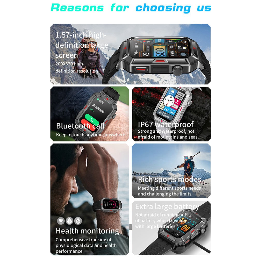 CF26 Smart Watch Health Monitor Fitness Bracelet Support Bluetooth-compatible Call, Camouflage Silicone Strap