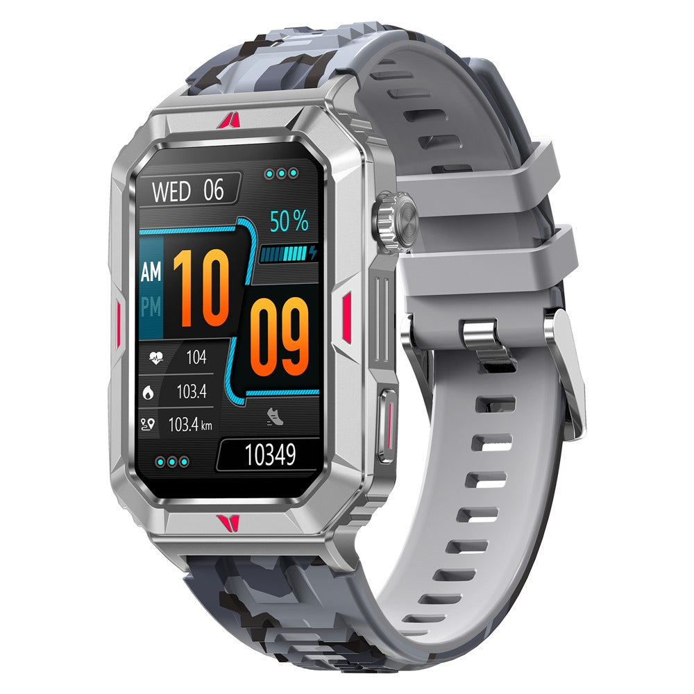 CF26 Smart Watch Health Monitor Fitness Bracelet Support Bluetooth-compatible Call, Camouflage Silicone Strap