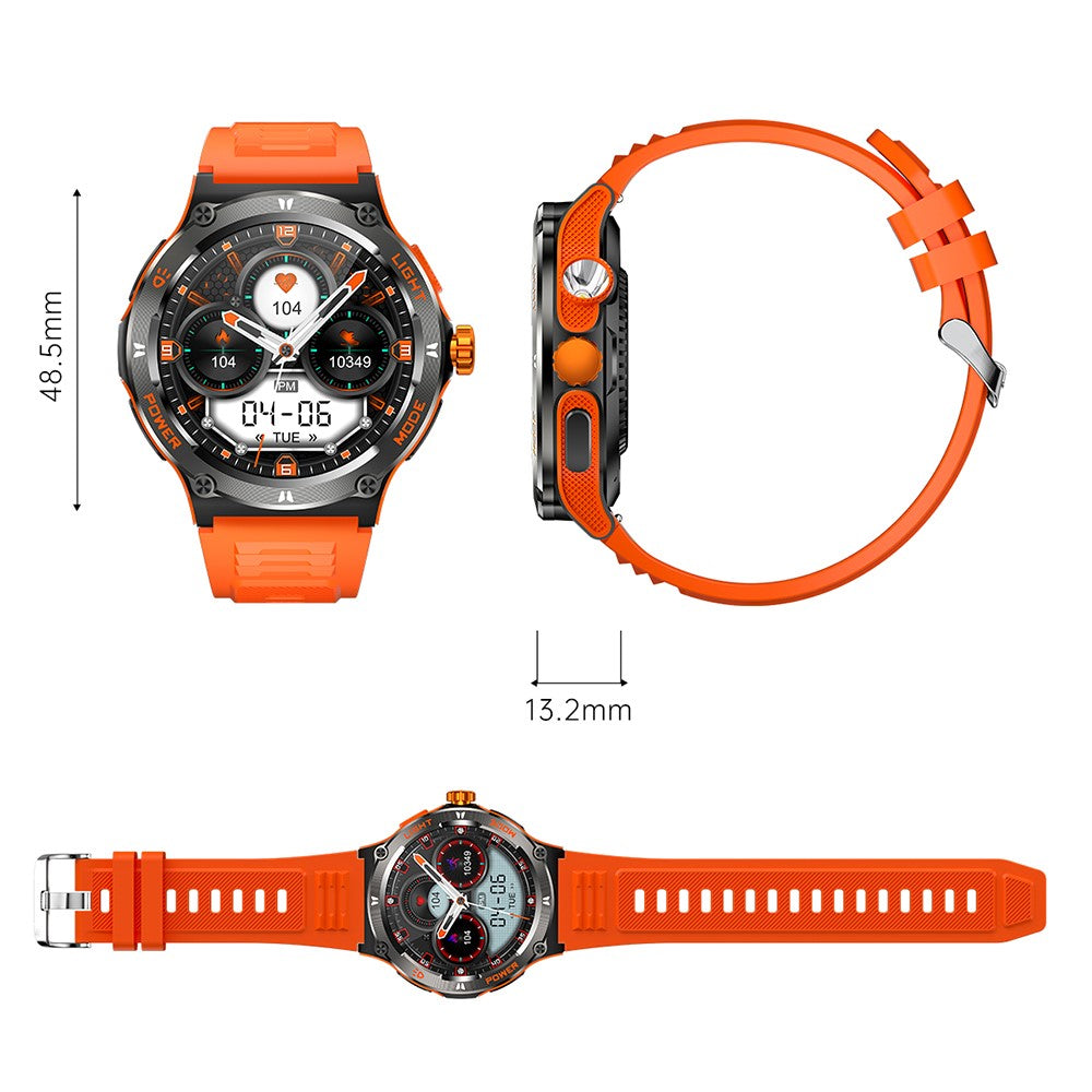 KT70 1.53" HD Screen Smart Watch Outdoor Strong Light Lamp Compass Bluetooth-compatible Call Fitness Bracelet