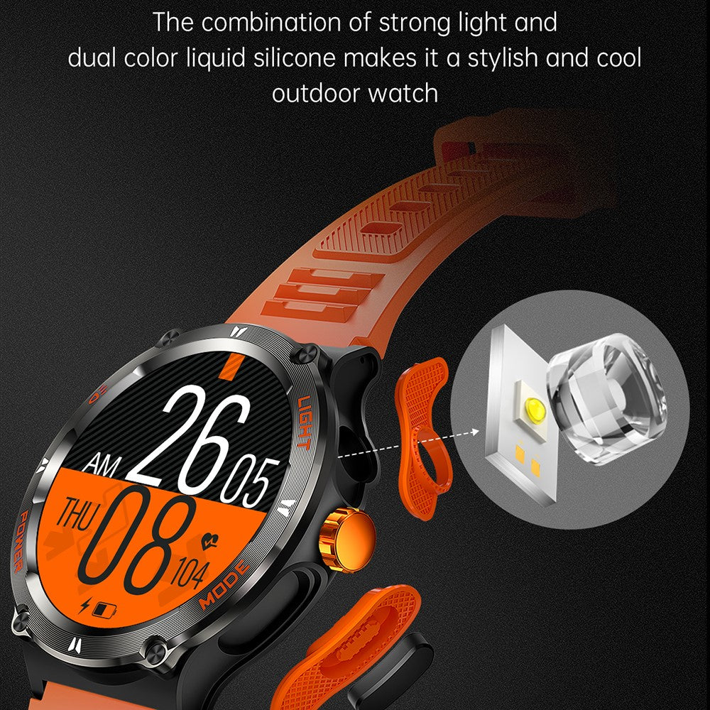 KT70 1.53" HD Screen Smart Watch Outdoor Strong Light Lamp Compass Bluetooth-compatible Call Fitness Bracelet