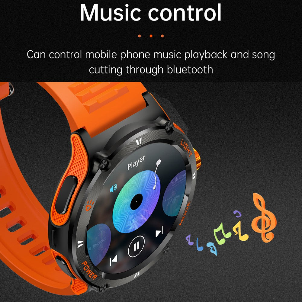 KT70 1.53" HD Screen Smart Watch Outdoor Strong Light Lamp Compass Bluetooth-compatible Call Fitness Bracelet