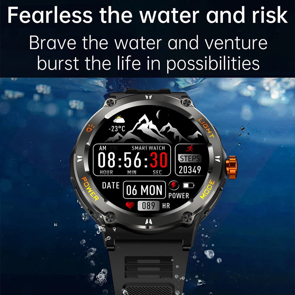 KT70 1.53" HD Screen Smart Watch Outdoor Strong Light Lamp Compass Bluetooth-compatible Call Fitness Bracelet