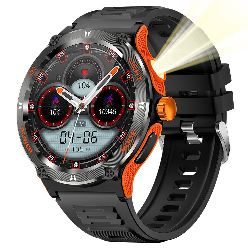 KT70 1.53" HD Screen Smart Watch Outdoor Strong Light Lamp Compass Bluetooth-compatible Call Fitness Bracelet