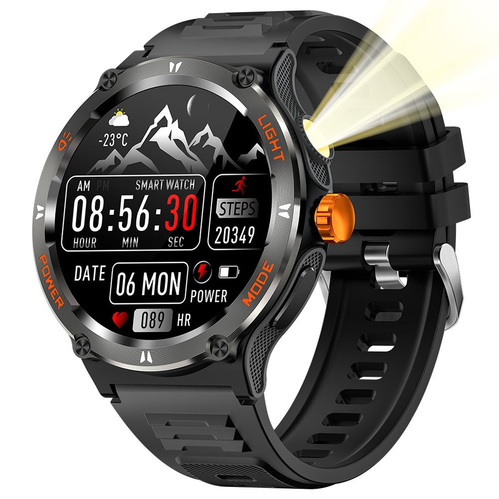 KT70 1.53" HD Screen Smart Watch Outdoor Strong Light Lamp Compass Bluetooth-compatible Call Fitness Bracelet